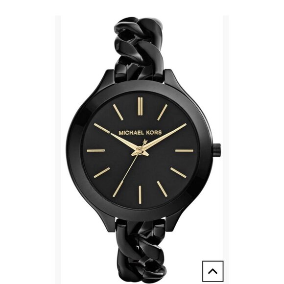 Michael Kors MK3317 Womens Slim Runway Stainless Black Face NEW BATTERY 7.5 - Picture 6 of 6